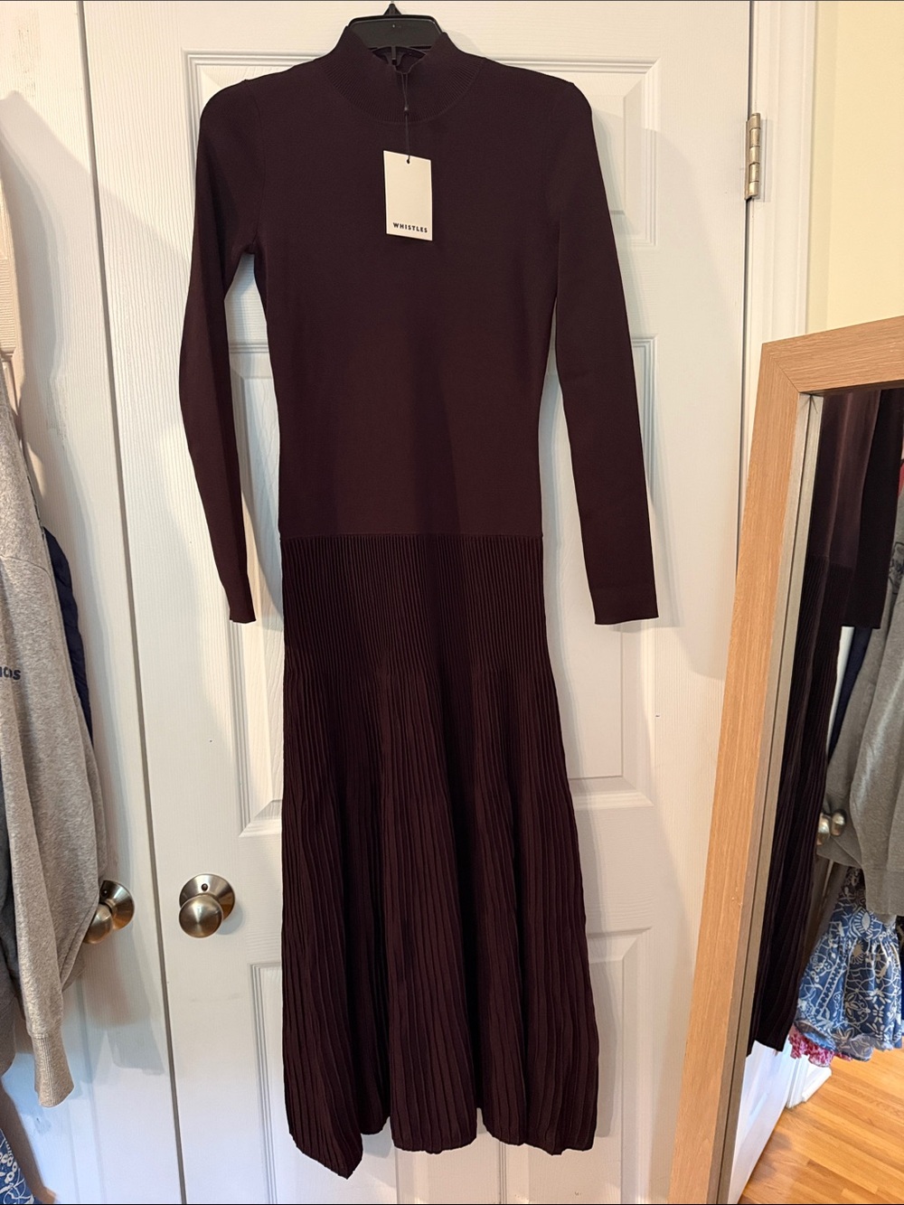 Whistles Funnel Neck Pleated Knit Dress NWT Size US 2 Women’s